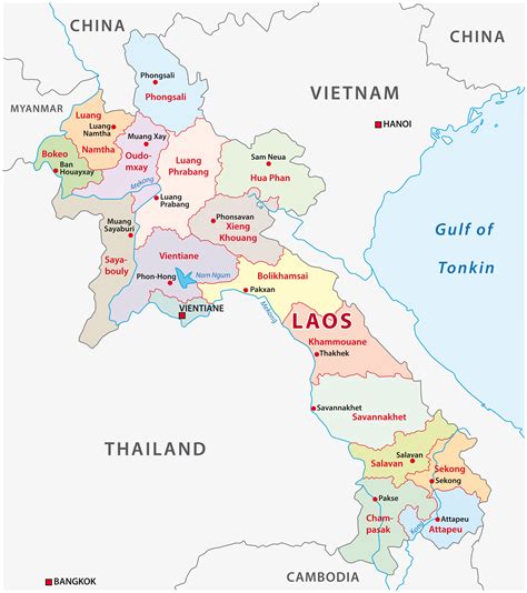 Laos: Provinces, Major Cities & Urban Localities .